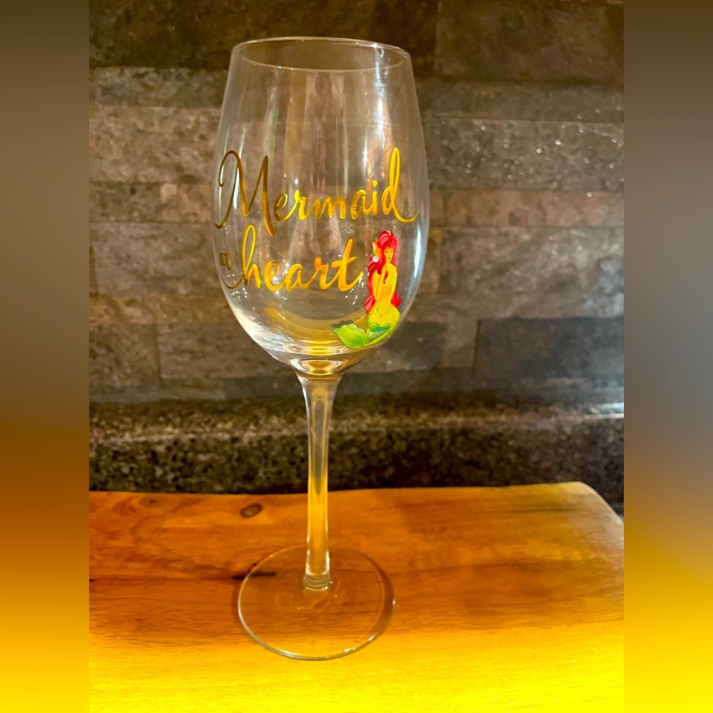 Hand painted mermaid wine glass